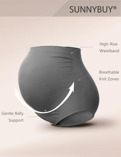 SUNNYBUY Maternity High Waist Underwear, Pregnancy Seamless Soft Panties - color: 2black 2dgrey-4pk, size: Medium