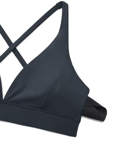 CRZ YOGA Butterluxe Deep V Neck Sports Bras - color: True Navy, size: Medium