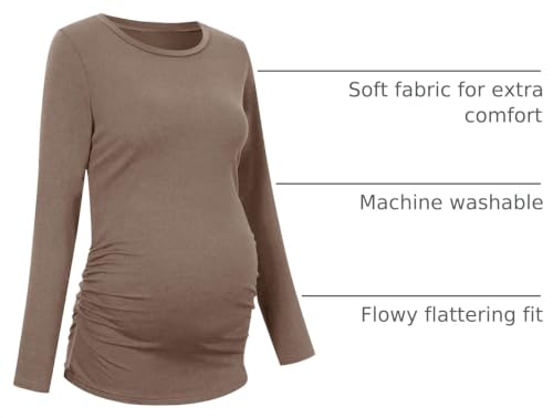 Chuanqi Womens Maternity Shirt Fall Long Sleeve T-Shirts Pregnancy Clothes - color: A-khaki, size: Small