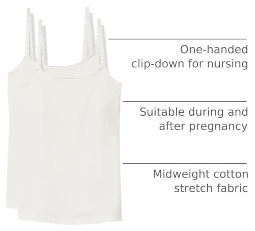 Amazon Essentials Women's Maternity Nursing Tops, Pregnancy Clothes with Adjustable Straps and Built-in Shelf Bra, Pack of 2 - color: 2-pack White, size: Medium