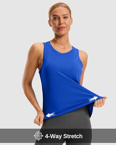 G Gradual Women's Workout Tops Open Back Athletic Tank Tops Running Shirts - color: Blue, size: X-Small