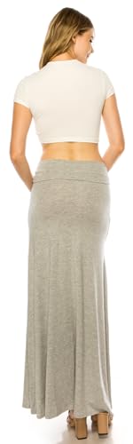 URBAN K Womens Basic Foldable High Waist Regular and Plus Size Maxi Skirts - color: #5, size: Medium