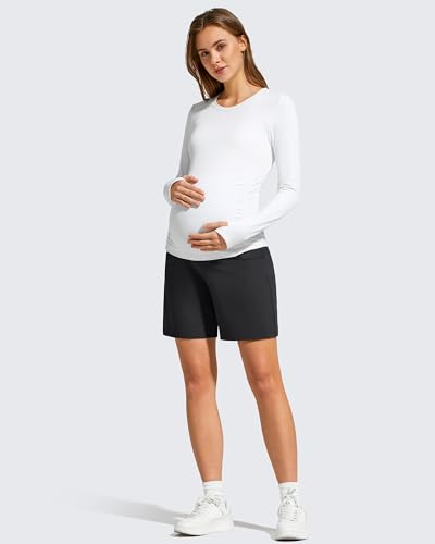 G4Free ShiftReady Maternity Shorts with Pockets Over The Belly Pregnancy Summer Casual Daily Clothes - color: Black, size: Medium