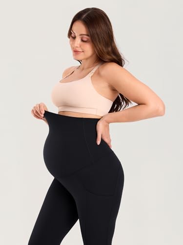 MOMANDA Maternity Leggings for Women 25" - color: Black, size: Small