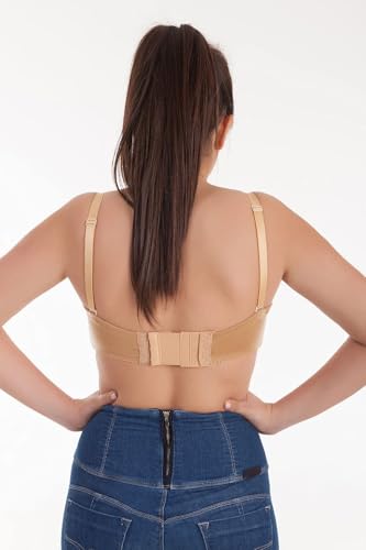 Women's Bra Extenders 4 Hook / 3 Hook / 5 Hook / 2 Hook Soft Comfortable Stretchy Bra Extension Strap - color: Beige, 3 Hook 3/4 Inch