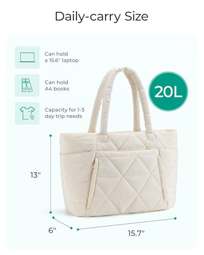BAGSMART Tote Bag for Women, Puffer Tote Bag for Work Large Shoulder Bag - color: Coffee