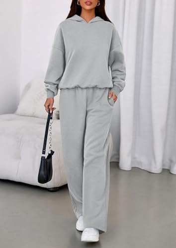 PRETTYGARDEN 2 Piece Lounge Sets for Women Matching Sweatsuits - color: Grey, size: Small