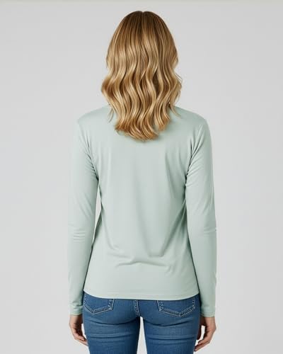 4 Pack Women's Long Sleeve Cotton V Neck Tshirts Basic Tees Tops Undershirt - color: Set 7, size: Small