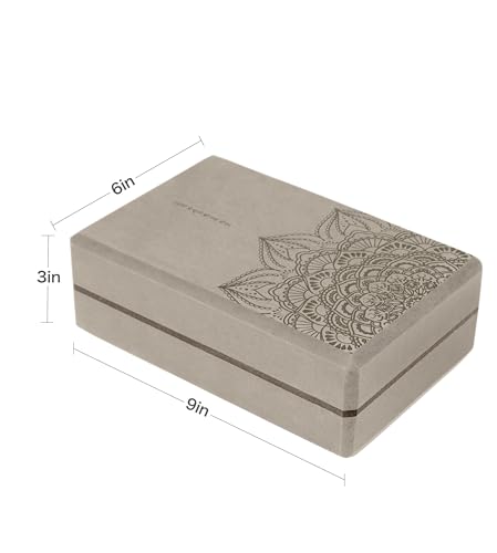 nuveti Non-Slip & High Density Yoga Block set of 2 for Pilates 9"x6"x3" - color: SandStone