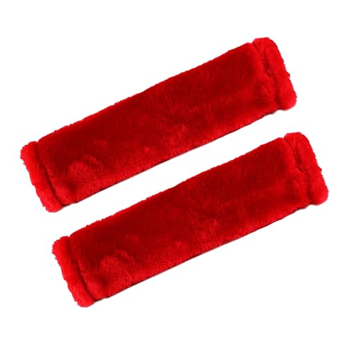 MOONET Universal Soft Faux Sheepskin Seatbelt Covers, 2 Pack (Red) - color: Red