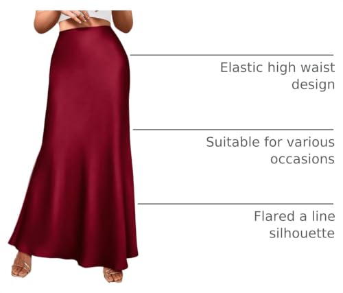 BTFBM Maxi Skirts for Women Business Casual - color: Wine Red, size: Small