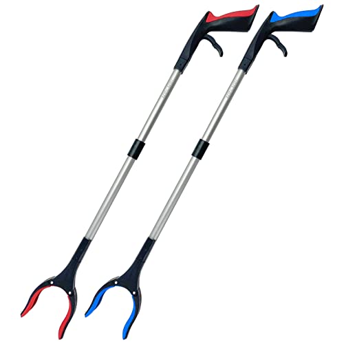 Reacher Grabber Tool 32 Inch 2-Pack, Foldable Trash Picker Grabber, Trash Gripper, Garden Nabber, Litter Picker, Extended Grabber(Red/Blue) - color: Red/Blue