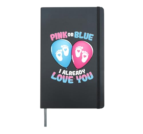 Pink or Blue, I Love You Already, Gender Reveal Hardcover Journal, Black