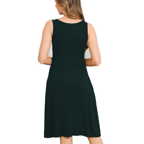 Bearsland Women's Sleeveless Maternity Dress Nursing Breastfeeding Dresses with Pockets - color: Green, size: Medium