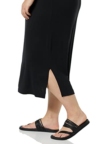 Amazon Essentials Women's Pull-On Knit Midi Skirt with Elastic Waist, Slits - color: Black, size: 6X