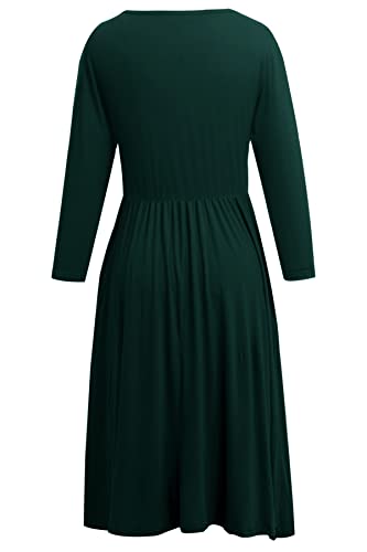 Smallshow Women's 3/4 Sleeve Maternity Nursing Dress for Breastfeeding - color: Deep Green, size: X-Large