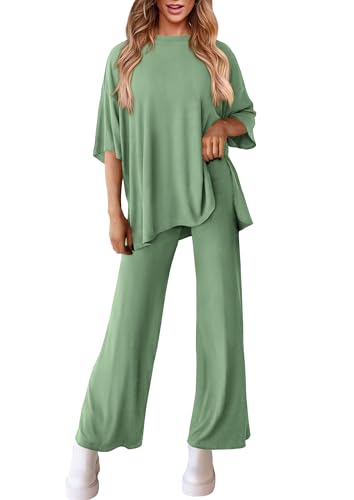 PRETTYGARDEN Two Piece Sets for Women Lounge Matching Set - color: Bean Green, size: X-Small