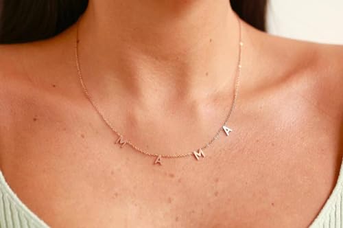 Mama Necklace for Women - 14K Gold Plated Dainty Mom Necklace - Non Tarnish, Waterproof, Stainless Steel Necklace - Birthday Jewelry Gifts for New Mom, Pregnancy, Postpartum, Wife, Friend, Grandma, Sister, Daughter, Mother - color: Rose Gold Mama Necklace
