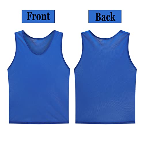 12 Pack Scrimmage Vest/Team Training Jerseys/Sports Pinnies/Practice Jerseys/Soccer Bibs with Carry Bag - color: Dark Blue, size: Medium