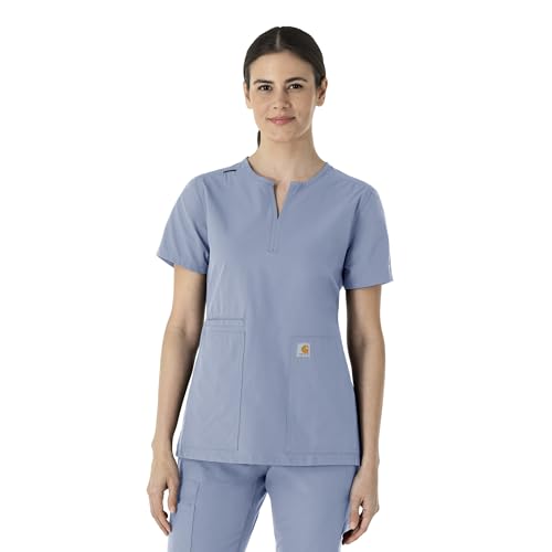 Carhartt Scrubs C12213 Women's Force® Modern Fit Notch Neck Tunic Top - color: Ceil Blue, size: Medium