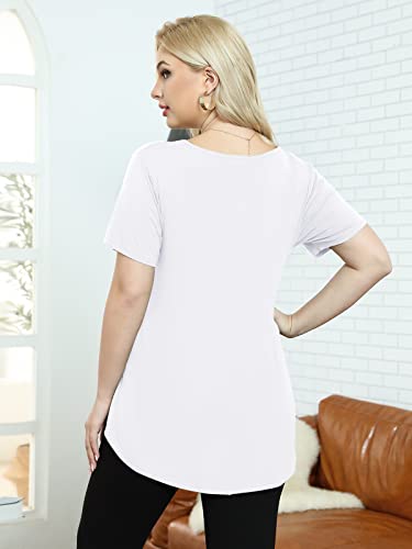 BELAROI Women Plus Size Tops V-Neck Tunics Shirts - color: White, size: 3X