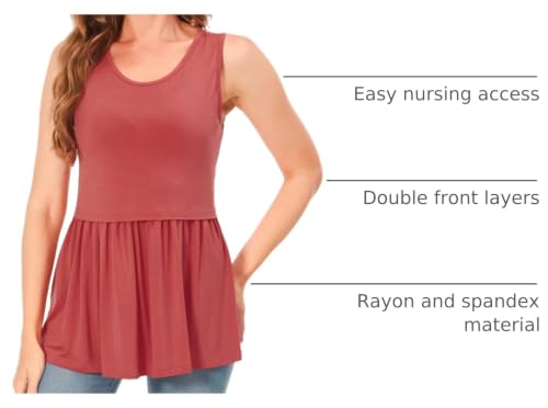 Bearsland Maternity Nursing Tank Tops - color: Emerald Green & Dark Orange Red & Red Peony, size: X-Large