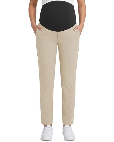 Maternity Pants Over Belly Pregnancy Scrub Pants - color: Khaki, size: X-Large