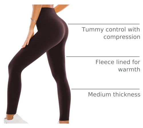 SINOPHANT Fleece Lined Leggings Women, Warm Thermal Winter - color: Brown, size: Small-Medium