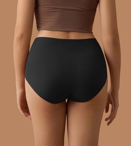 SHARICCA Seamless High Waisted Briefs Underwear Womens No Show Panties Pack - color: All Black, size: 4X-Large