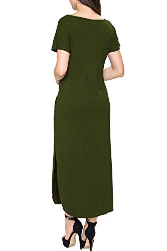 Smallshow Women's Maternity Nursing Dresses Split Long Dress for Breastfeeding - color: Army Green, size: XX-Large