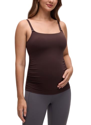 CRZ YOGA Maternity Nursing Tank Tops - color: Hot Fudge Brown, size: X-Large