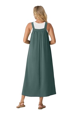 Lepunuo Overall Dress for Women Summer Adjustable Casual Cover Up - color: A - Jasper, size: X-Large