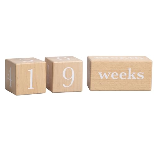Pearhead Wooden Baby Age Milestone Blocks, Weeks Months Years - color: Wooden Age Blocks