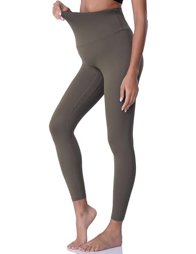 POSHDIVAH Maternity Leggings for Women Pregnancy Yoga Pants - color: Brown, size: Medium