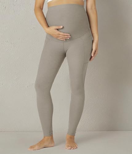 Beyond Yoga Women's Spacedye Love The Bump Maternity Pocket Midi Legging - color: Birch Heather, size: Medium