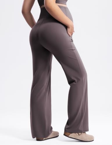 ENERBLOOM Women's Maternity Pants Over the Belly Pregnancy Work Trousers - color: Taupe, size: Small
