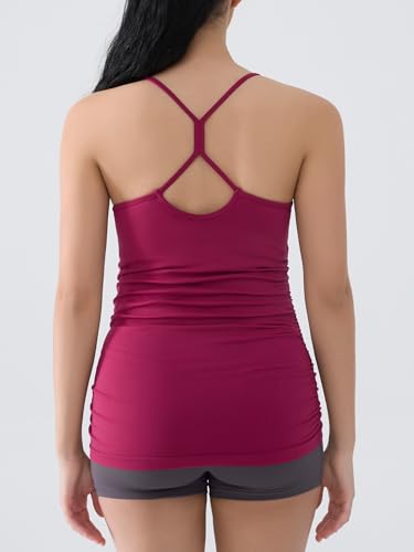 ATTRACO Women's Maternity Tank Tops with Built in Bra Pregnancy Tank - color: Magenta, size: Medium
