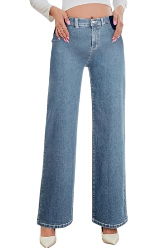 BLENCOT Maternity Jeans for Women Wide Leg Pregnancy Pants - color: Sky Blue, size: Medium