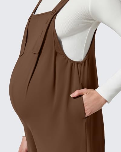 G4Free Shiftready Maternity Jumpsuit Pregnancy Overalls Adjustable Casual - color: Dark Coffee, size: Small