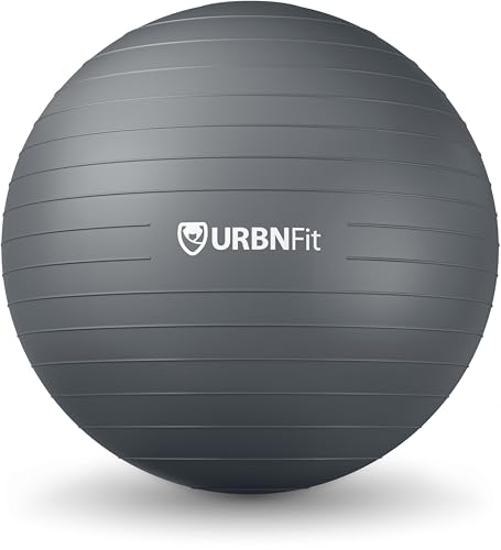 URBNFit Yoga Ball - Anti-Burst Exercise Ball Large - color: Silver, size: XL (28" - 30") 75cm