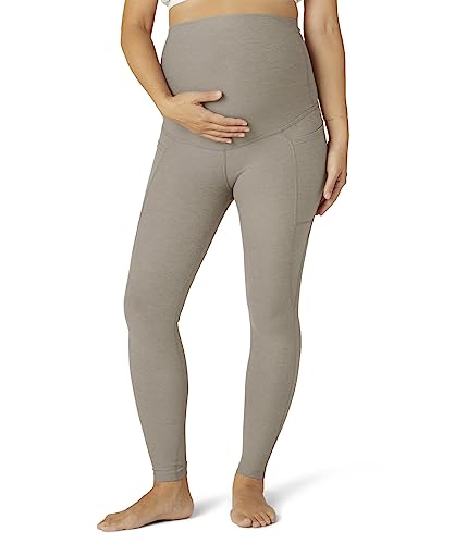 Beyond Yoga Women's Spacedye Love The Bump Maternity Pocket Midi Legging - color: Birch Heather, size: Medium