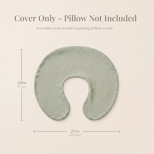 Konssy Muslin Nursing Pillow Covers, Soft Cover for Breastfeeding Pillows - color: Fog Green