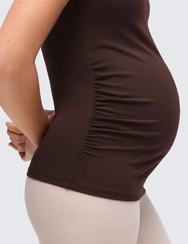 CRZ YOGA Maternity Nursing Tank Tops - color: Hot Fudge Brown, size: X-Large