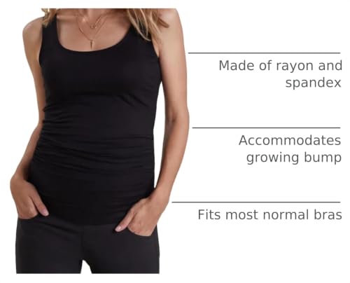 Ecavus 3 Pack Maternity Tank Tops Side Ruched Pregnancy Shirts for Women - color: Black/Dark Grey/Hunterbr, size: Medium
