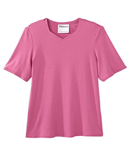 Silverts Women's Adaptive Open Back Top, Long Sleeve Dressing Shirt - color: Mauve, size: XX-Large