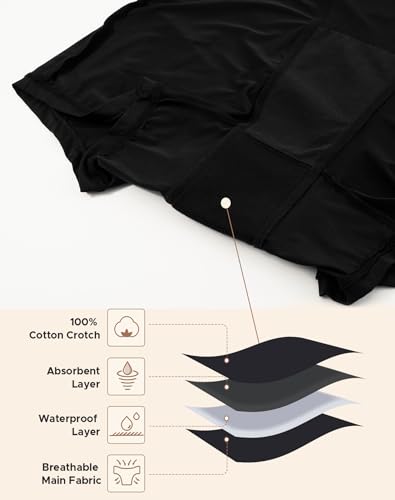 INNERSY Women's High Waisted Period Underwear Boy Shorts 3-Pack - color: Black, size: Medium