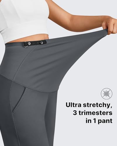 G4Free Fleece Lined Maternity Yoga Pants Winter Pregnancy Work Trousers - color: Dark Gray, size: Small