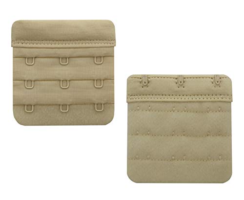 Tamlien Bra Extender 2 Hook/3 Hook/4 Hook/5 Hook, Soft and Comfortable Bra Extension - color: Bra Extender 3 Hooks-beige