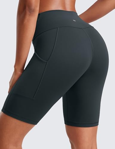 CRZ YOGA Butterluxe Biker Shorts Pockets 8" - color: Dark Green, size: Large
