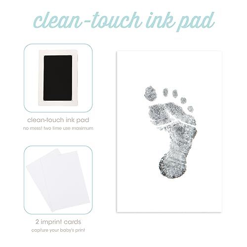 Pearhead Gray Linen Hello Baby Memory Book, Includes Clean-Touch Ink Pad - color: Gray Linen Baby Book